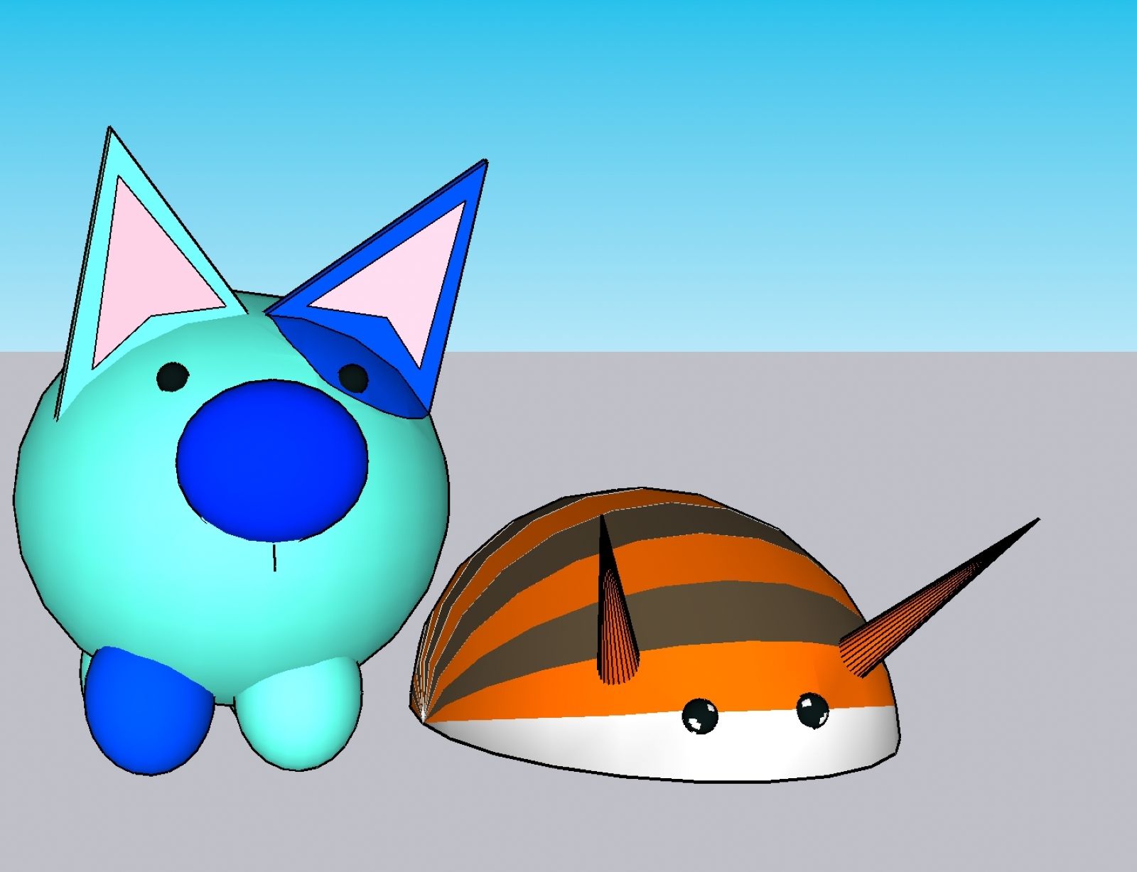 SketchUp model of plushies created during a Project Spectrum class.