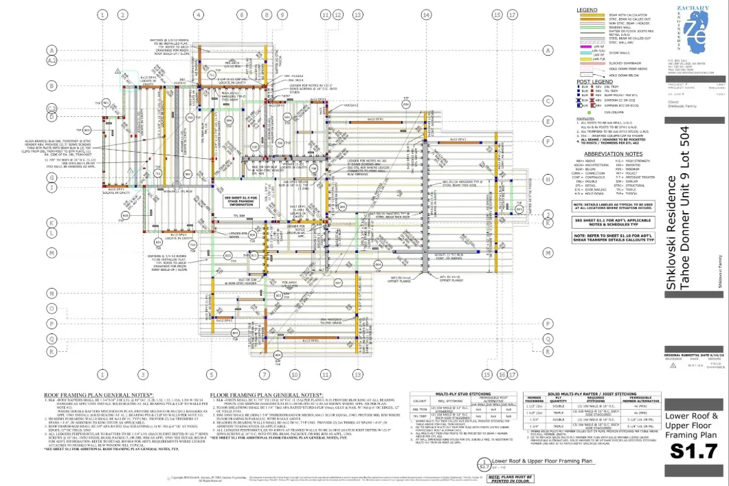 Zachary Engineering’s structural plans for a residential building