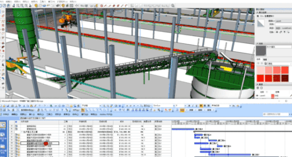 The project schedule automatically changes when the model is changed, via LeCheng’s custom plugin “BIM5D”.
