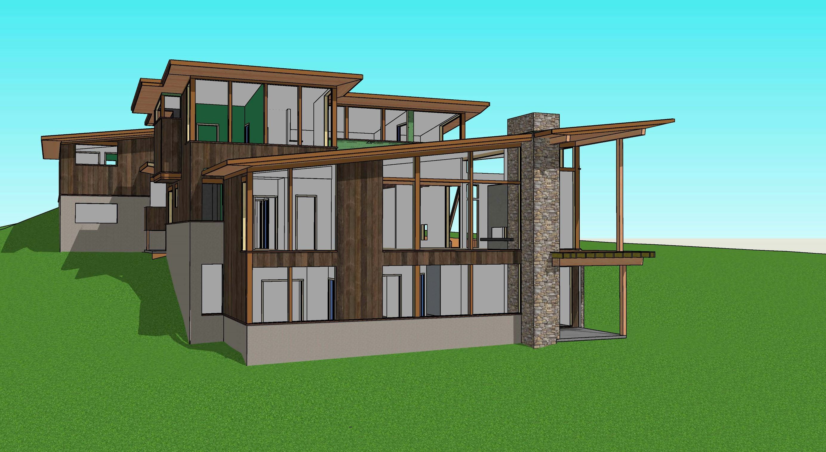 A 3D SketchUp model of a private residence for which Russ provided cost estimates. (Architect: Michael McDonough.)