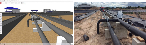 Workers assembling a biogas plant on one of the construction projects.