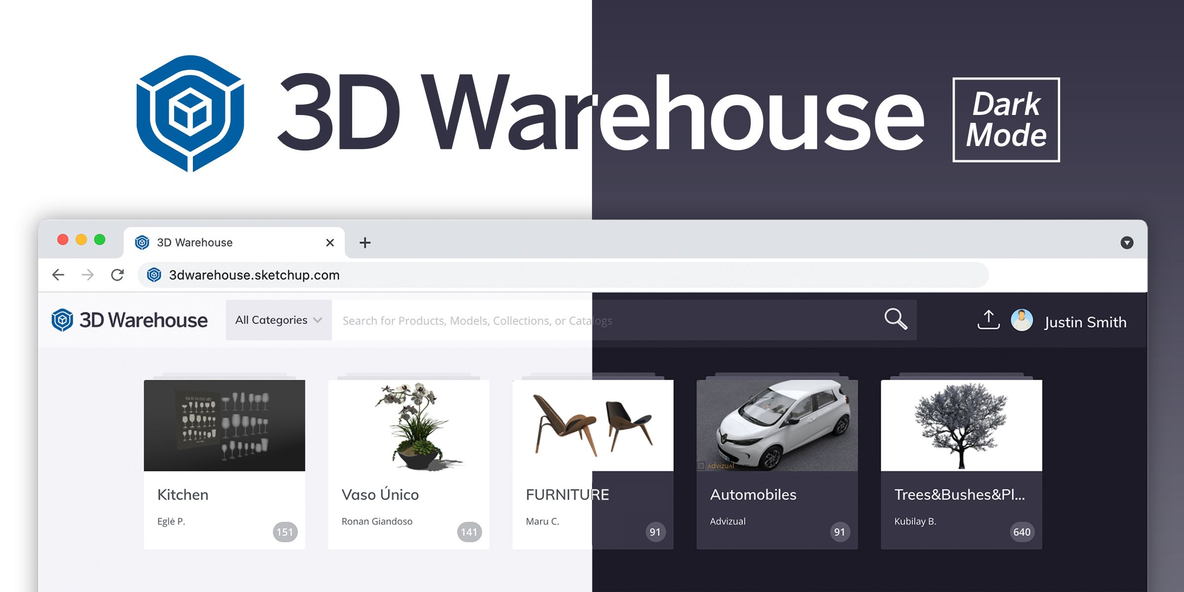Dark Mode Viewing for 3D Warehouse