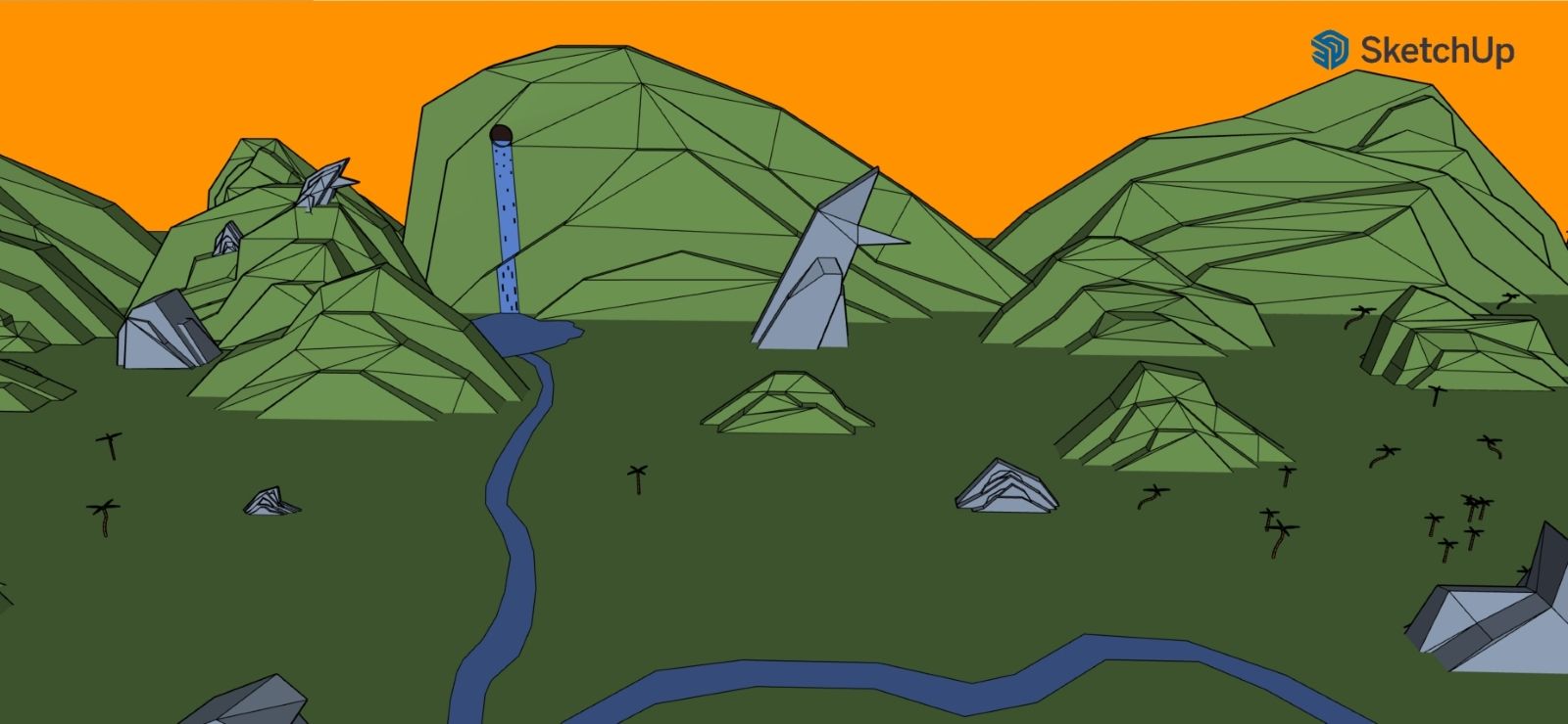 SketchUp model of a landscape created during a Project Spectrum class.