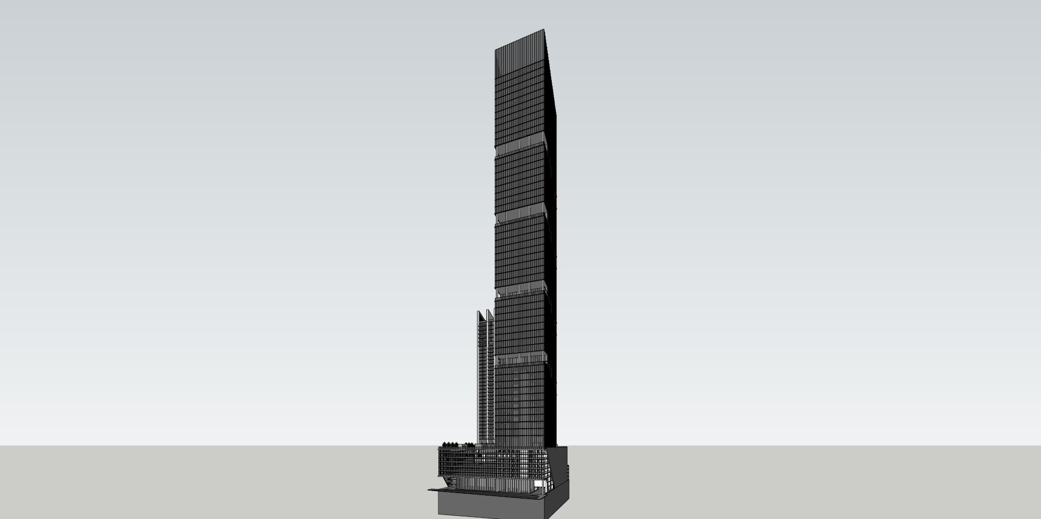 3D model of the two towers, built in SketchUp