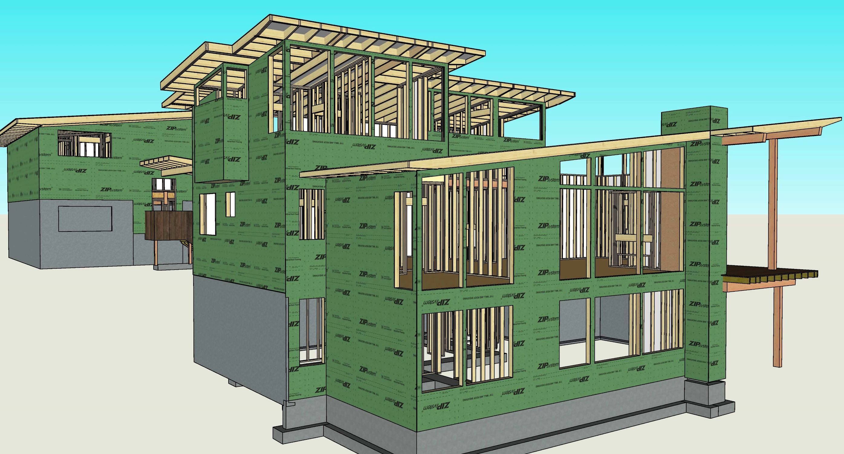 Russ created this specific scene of the private residence to show the foundation and framing. The different materials can be