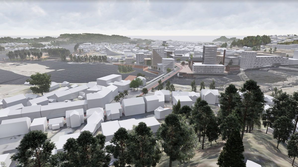 SketchUp city model of Hønefoss viewed in Lumion. Collaboration between Rambøll and DRMA architects.