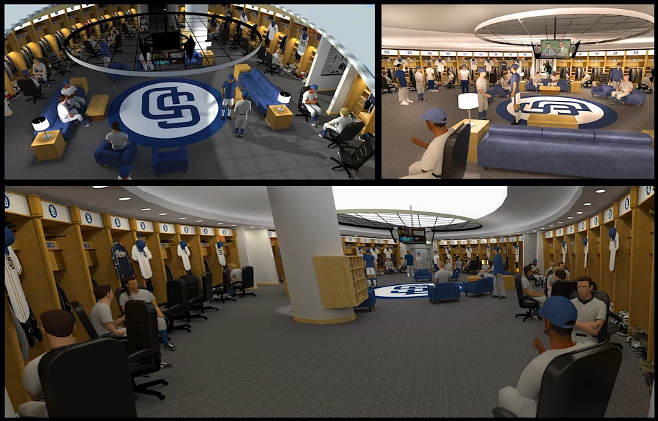 The San Diego Padres Clubhouse with different sets