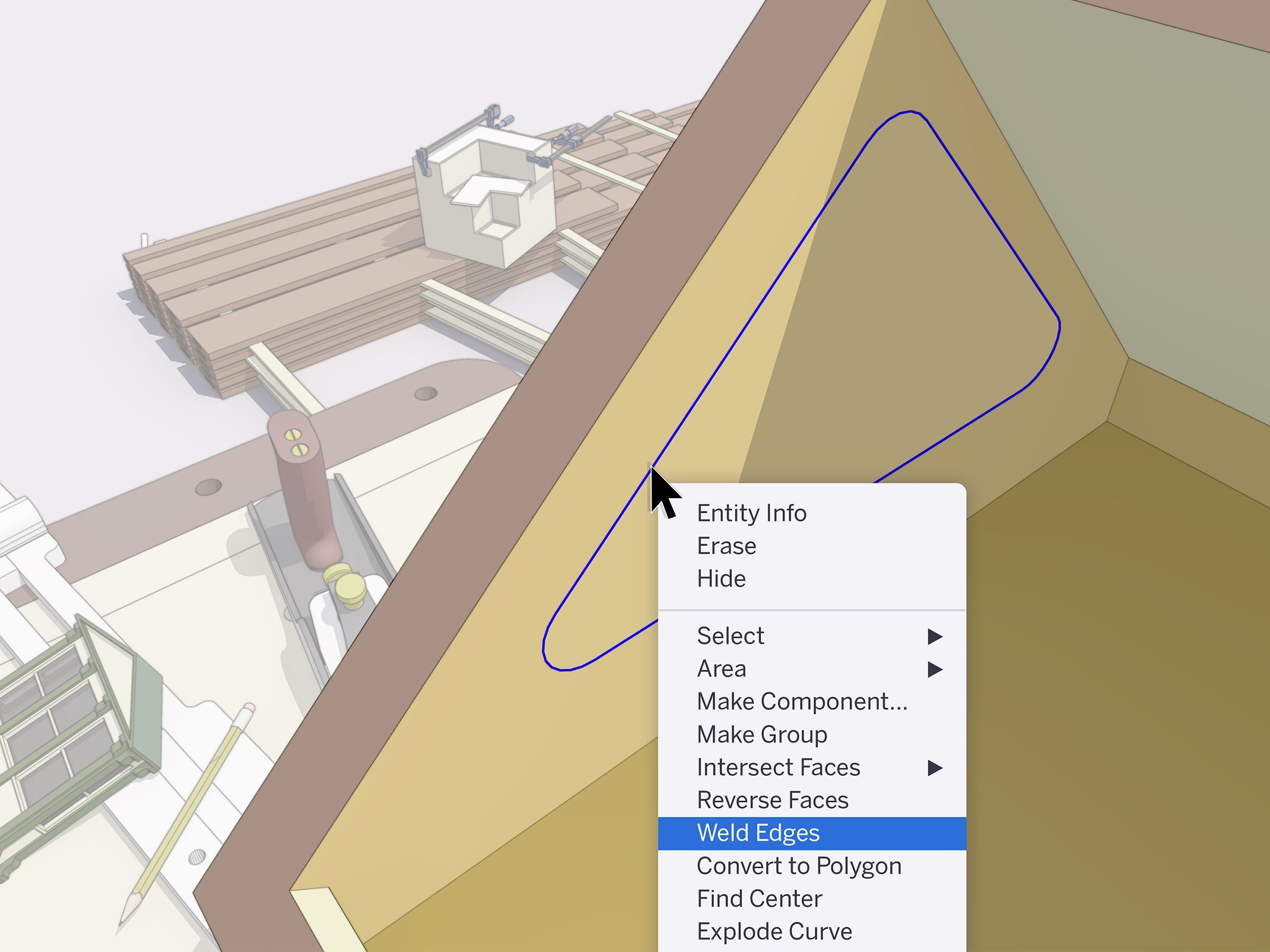 Weld edges in SketchUp