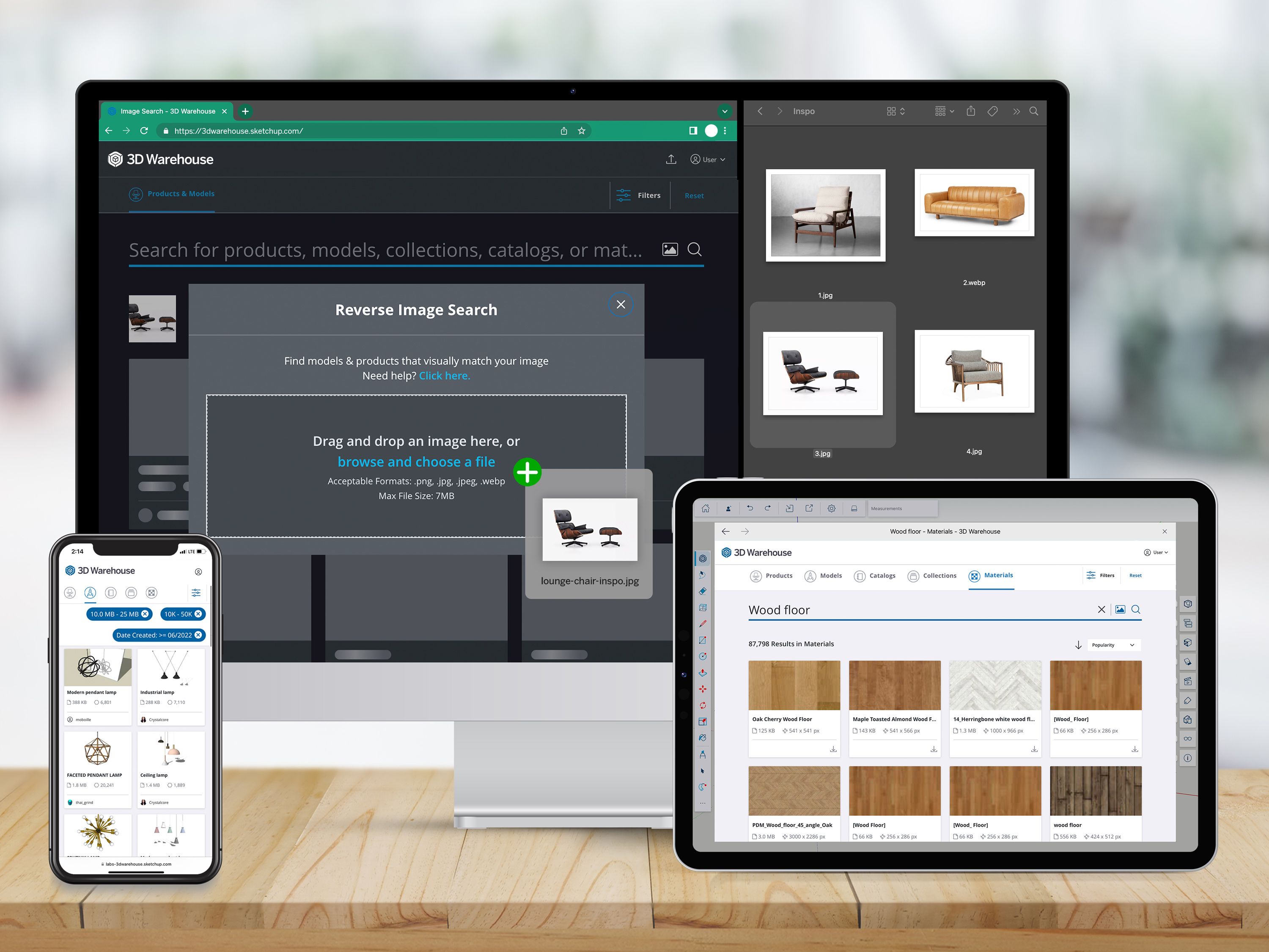 3D Warehouse updates including Image and Material Search