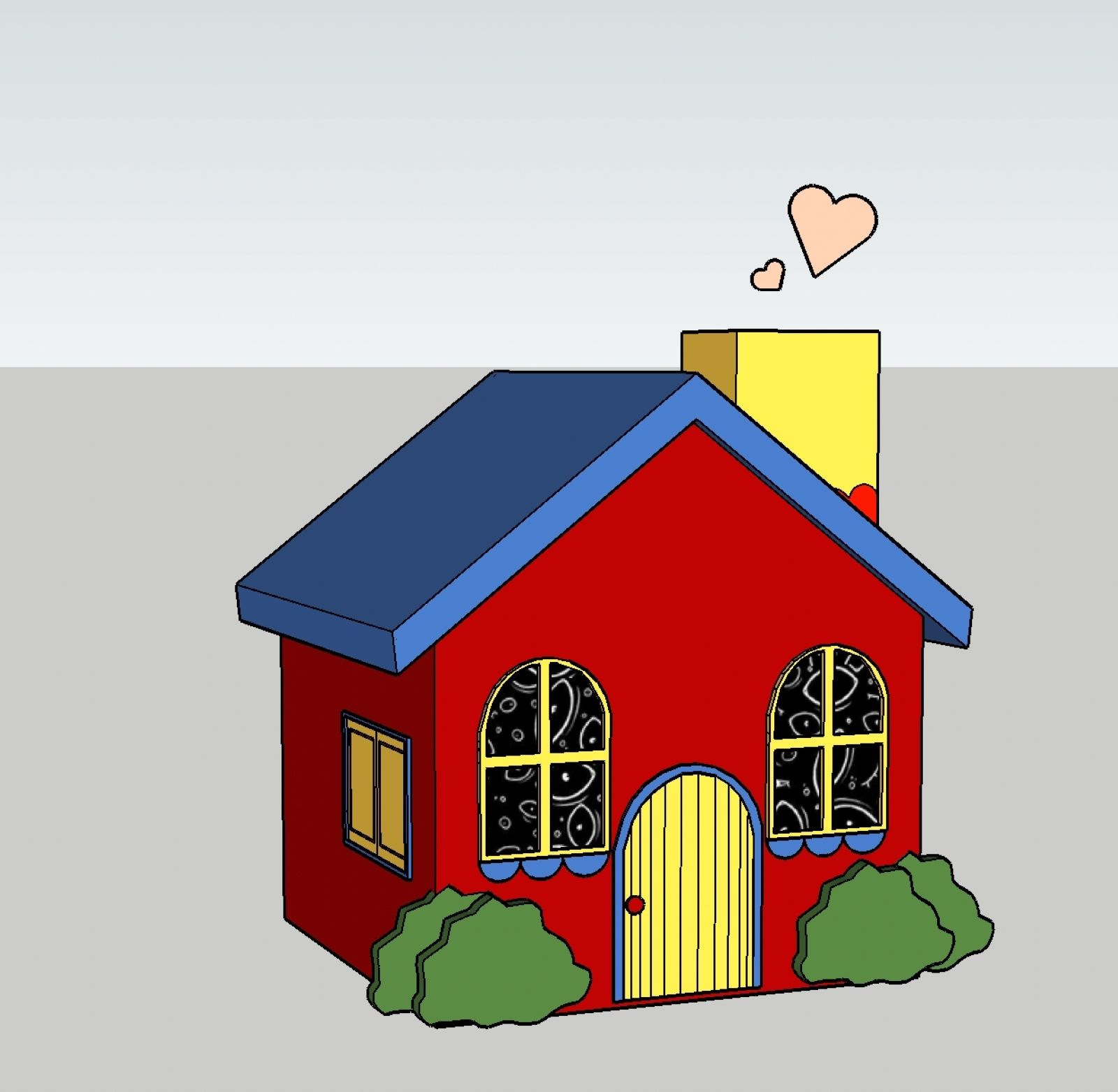 SketchUp model of a house created during a Project Spectrum class.