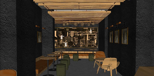 SketchUp rendering of the Starbucks Reserve Bar at Broadway & 9th, NY. Images courtesy of Starbucks.