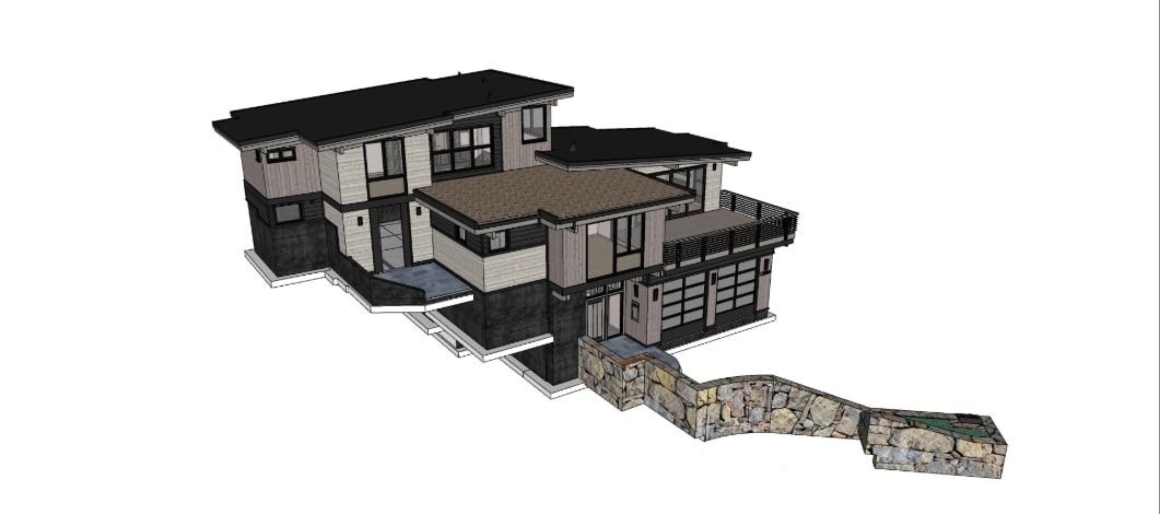 Screenshot of a residential architectural model shown in SketchUp