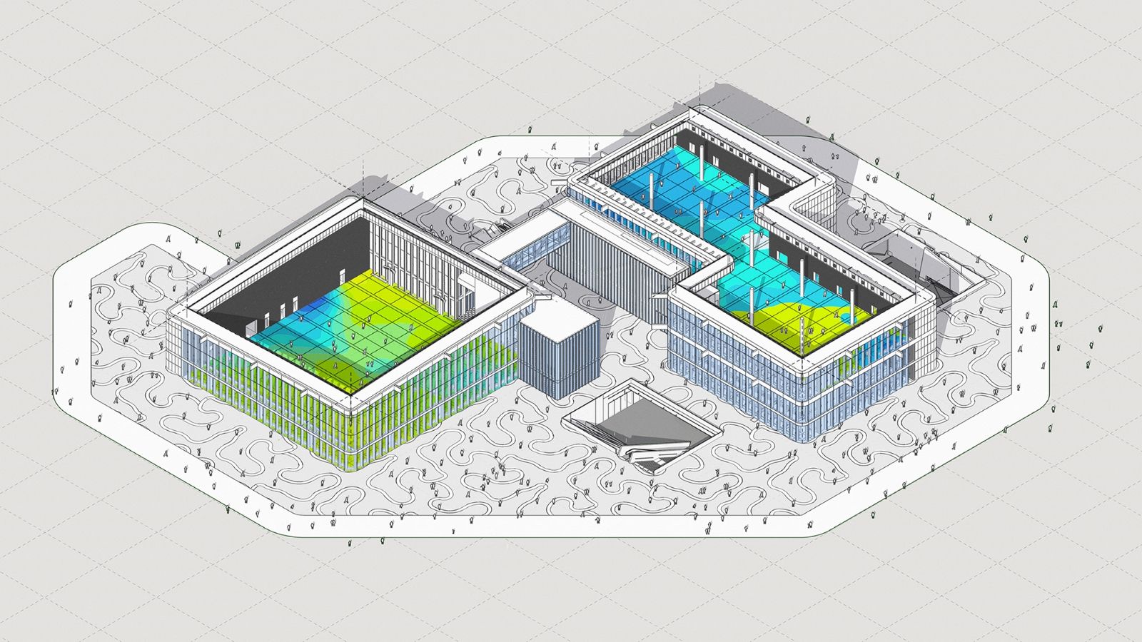 SketchUp model showing light/heat on floor