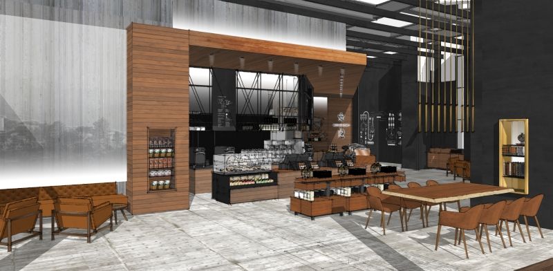 SketchUp rendering of the Starbucks Reserve Bar