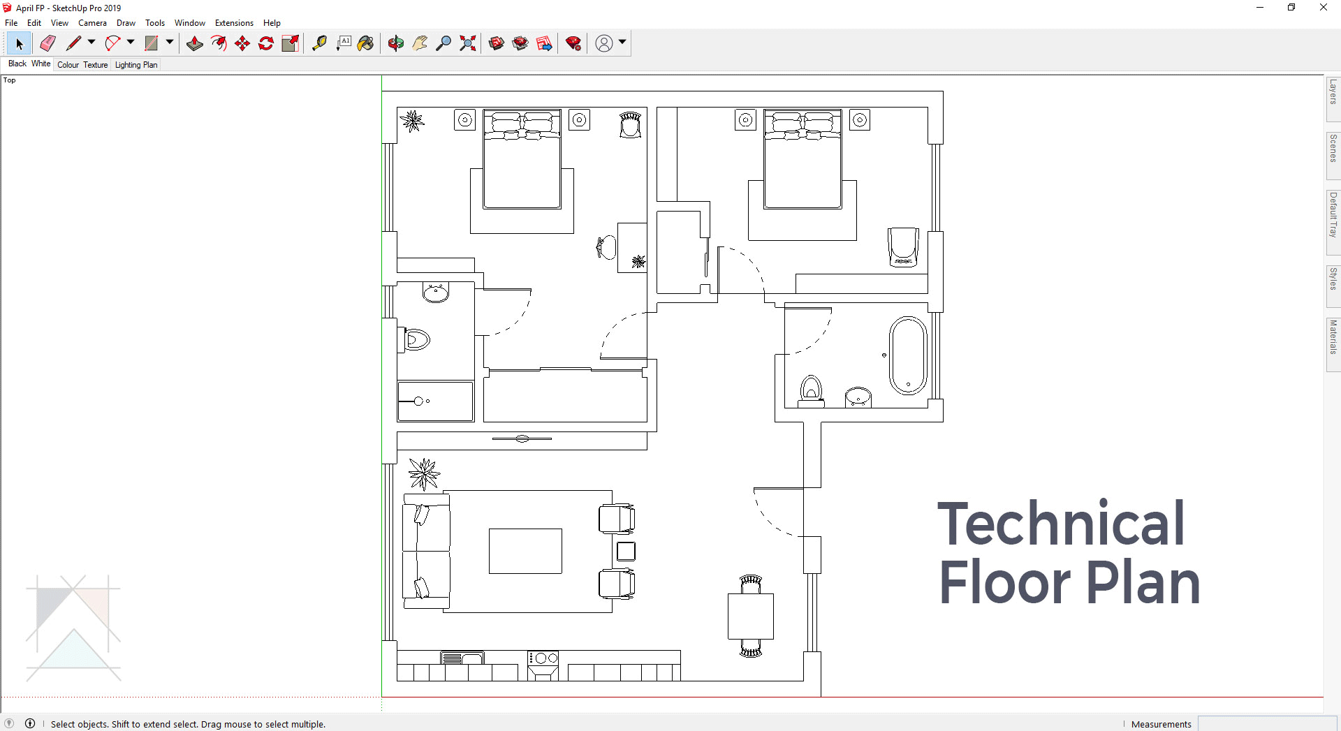 lighting plan using SketchUp