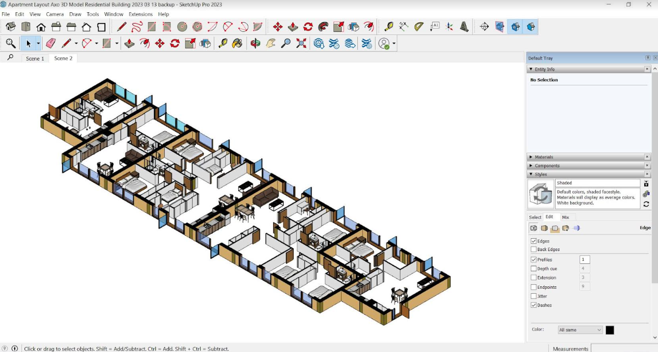 3D model of an apartment layout