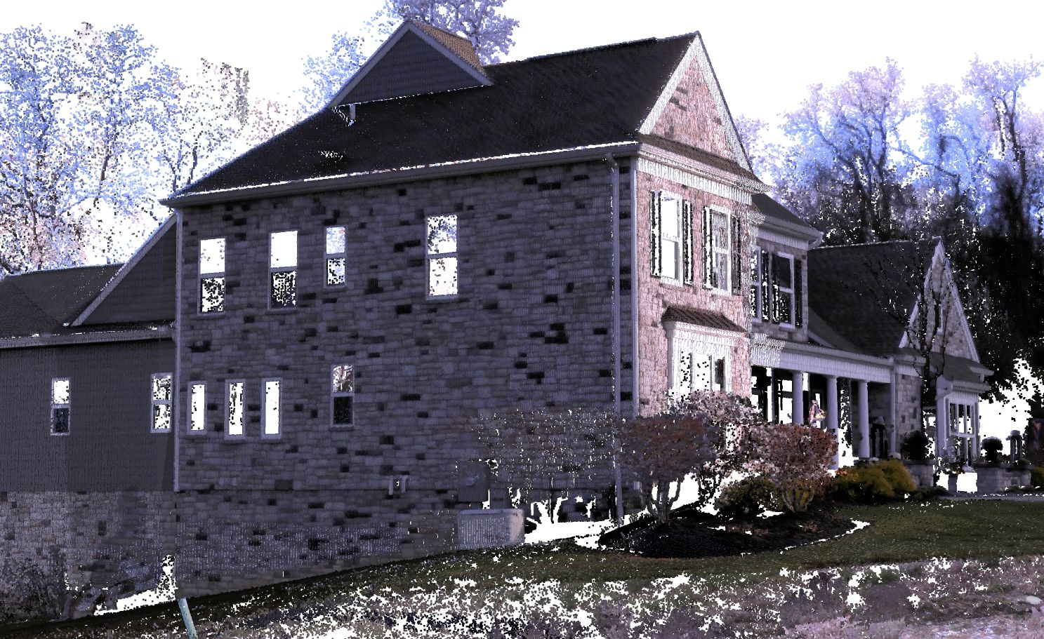 image showing Point cloud data of a house’s exterior in SketchUp.