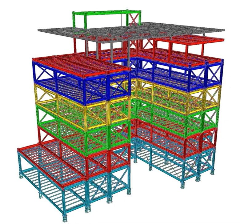 The structure of the building in Tekla