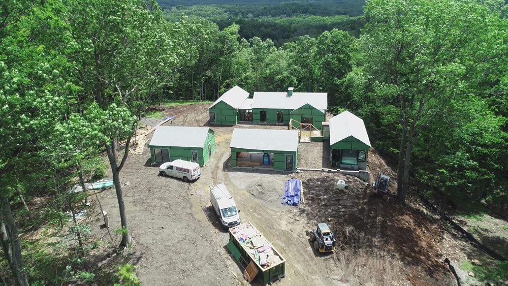 Aerial construction photo of a house James Akers designed using SketchUp for iPad and Procreate.