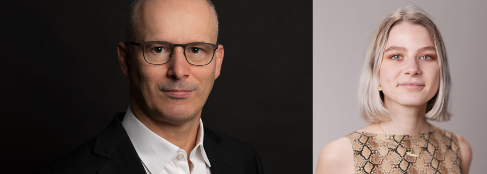 Hugh McEvoy, sustainability lead at SketchUp (left), and Jennifer Hahn, podcast host and Dezeen's design and environment edit