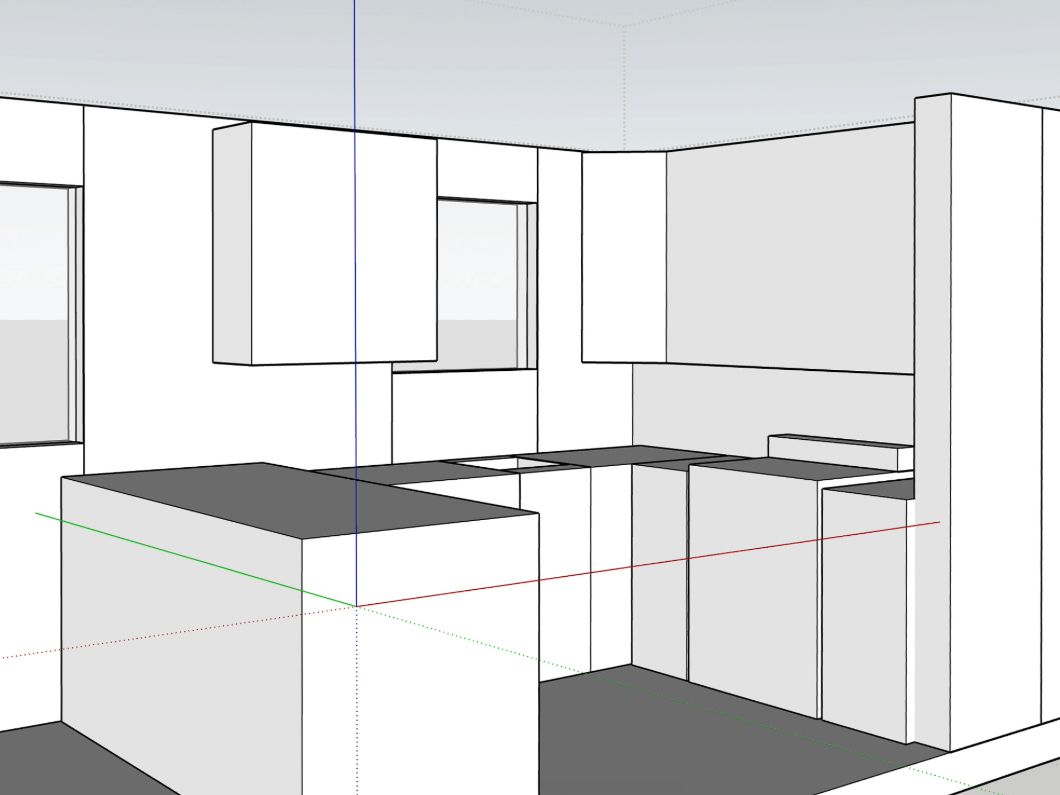 The result from using Scan-to-Design, an Apple RoomPlan scan of the kitchen interior.