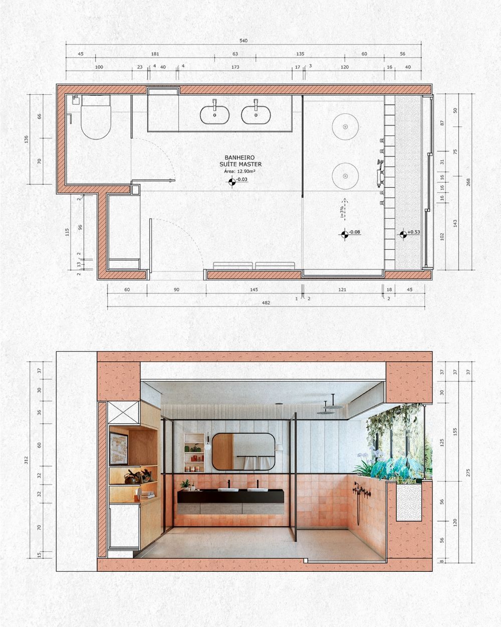 Visualização de um projeto de marcenaria.