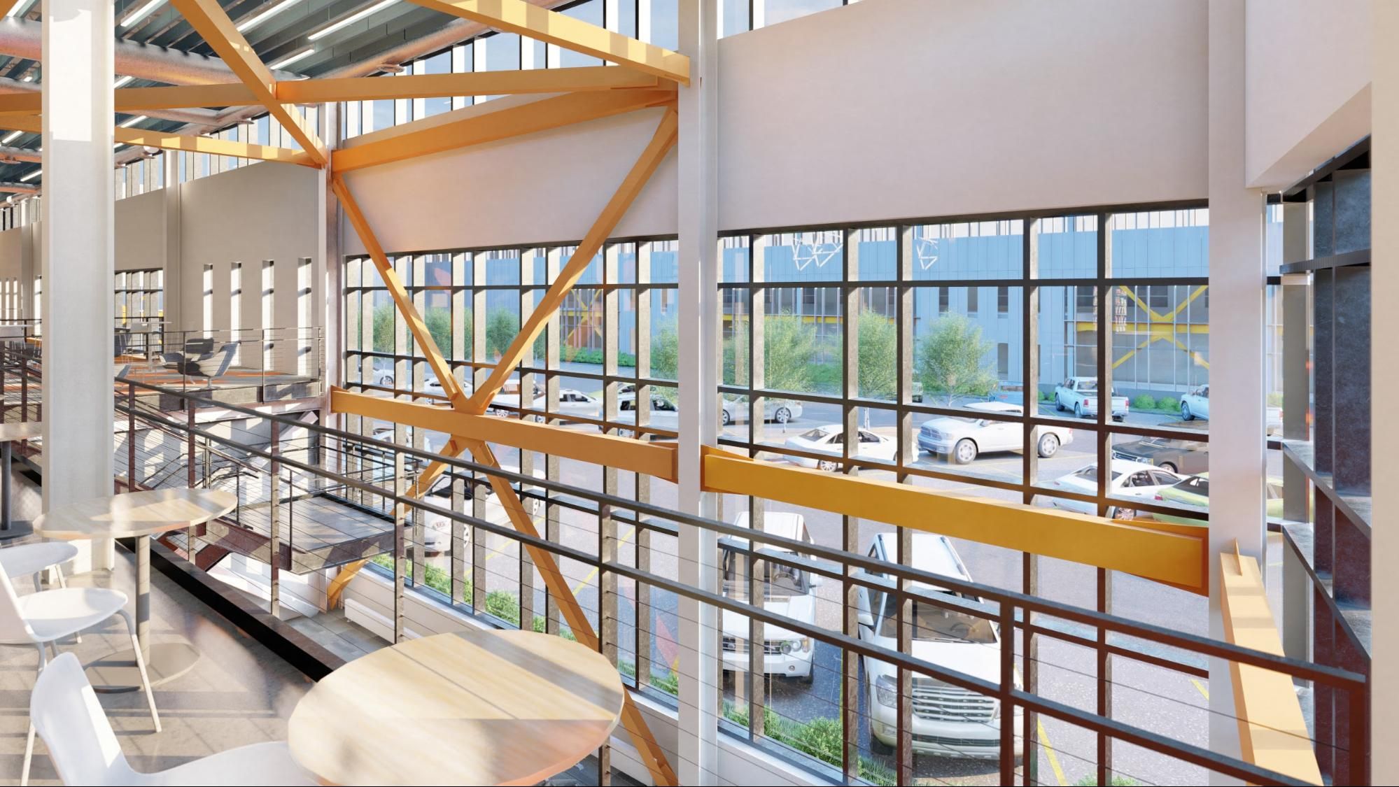 Aldevron interior building with mechanical distribution systems on display