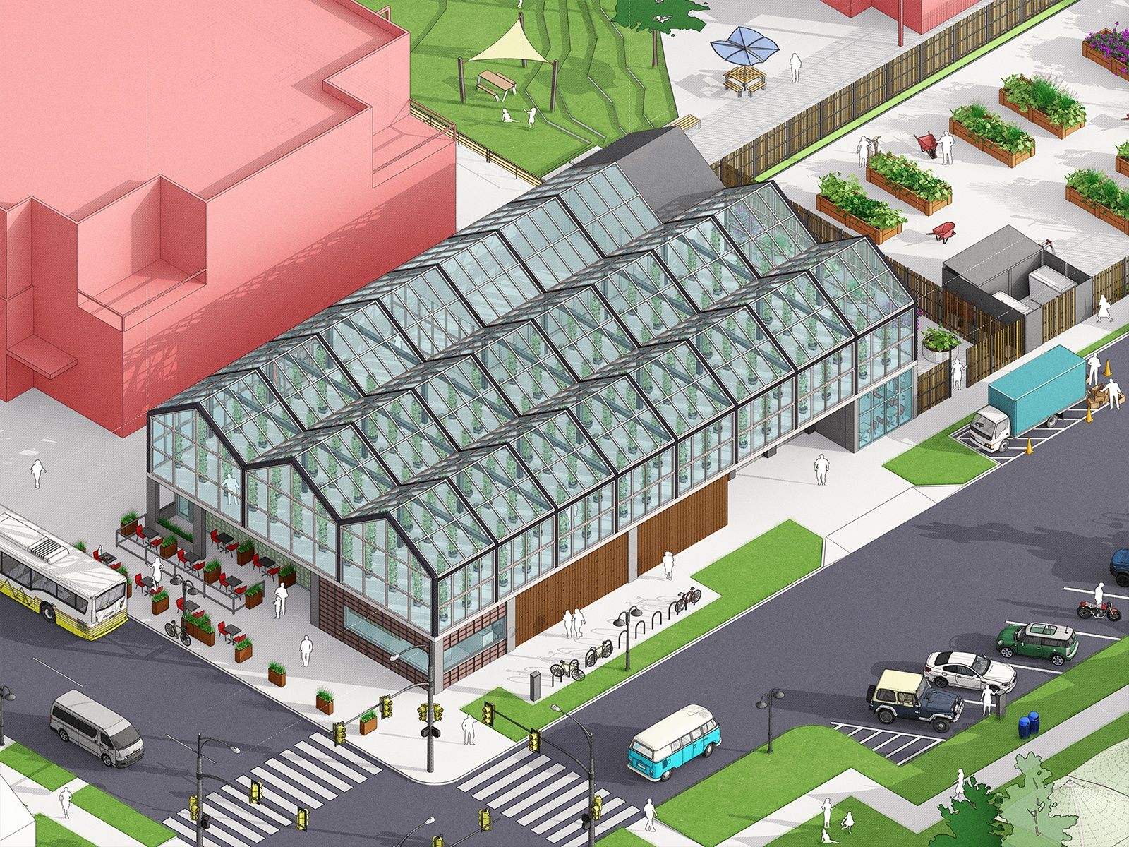 City scene designed in SketchUp