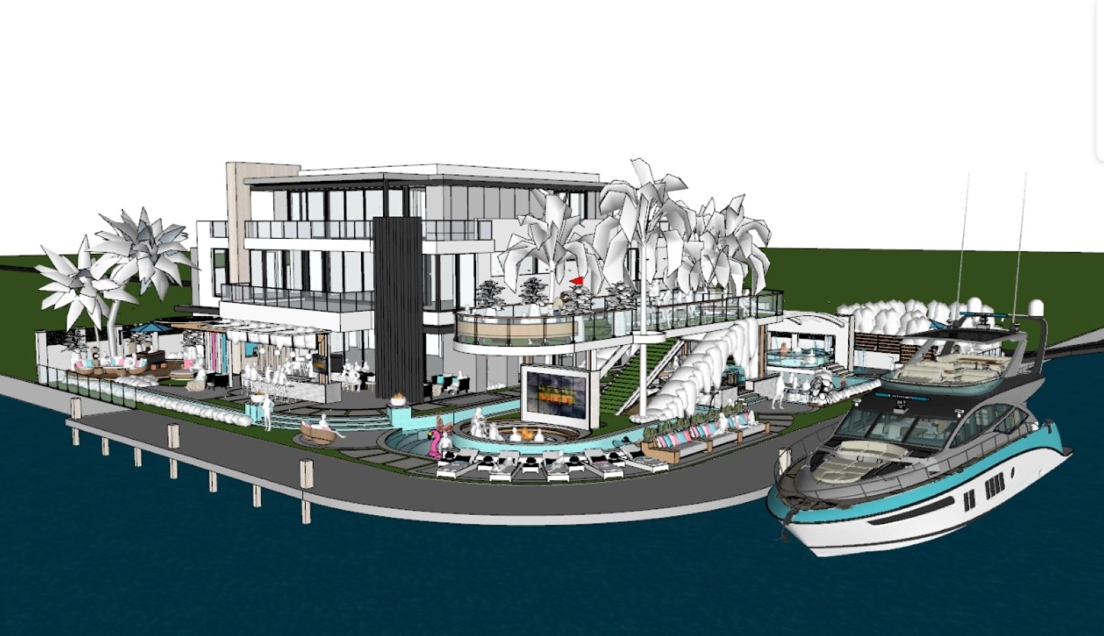 Modèle SketchUp de la piscine Miami Vice conçue par Brad Holley pour le concours Million Dollar Pool 2023