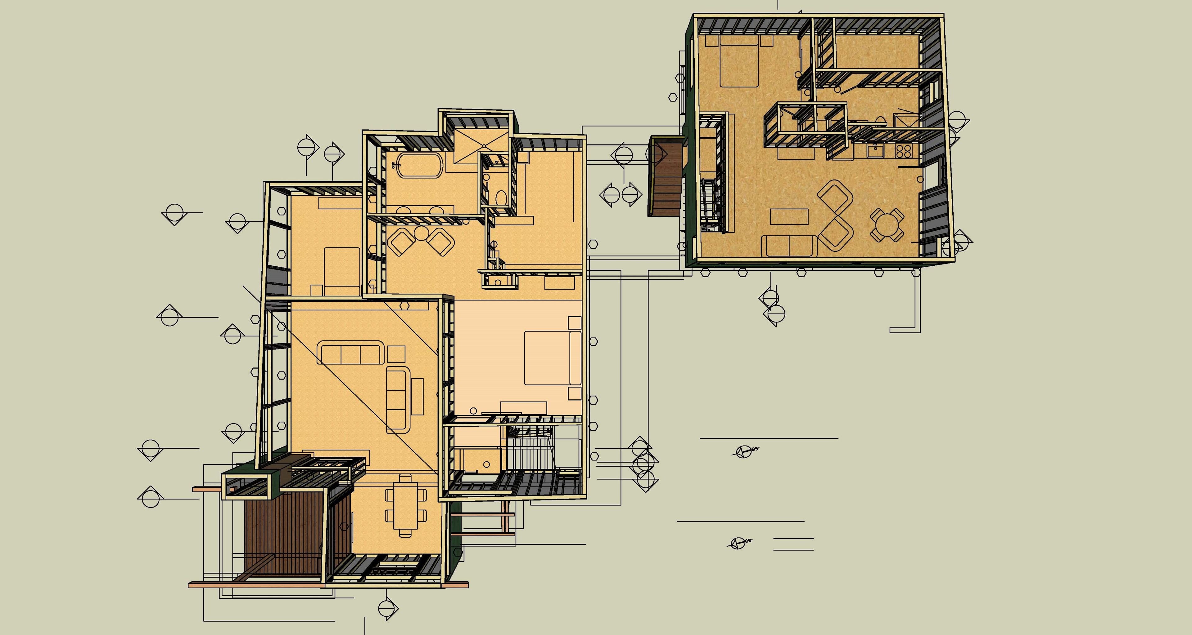 Here is the same private residence showing the plan perspective in LayOut. (Architect: Michael McDonough.)