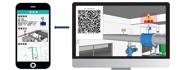 A QR code is generated when a fault alarm rings. The QR code provides access to the maintenance manual, information on the fa