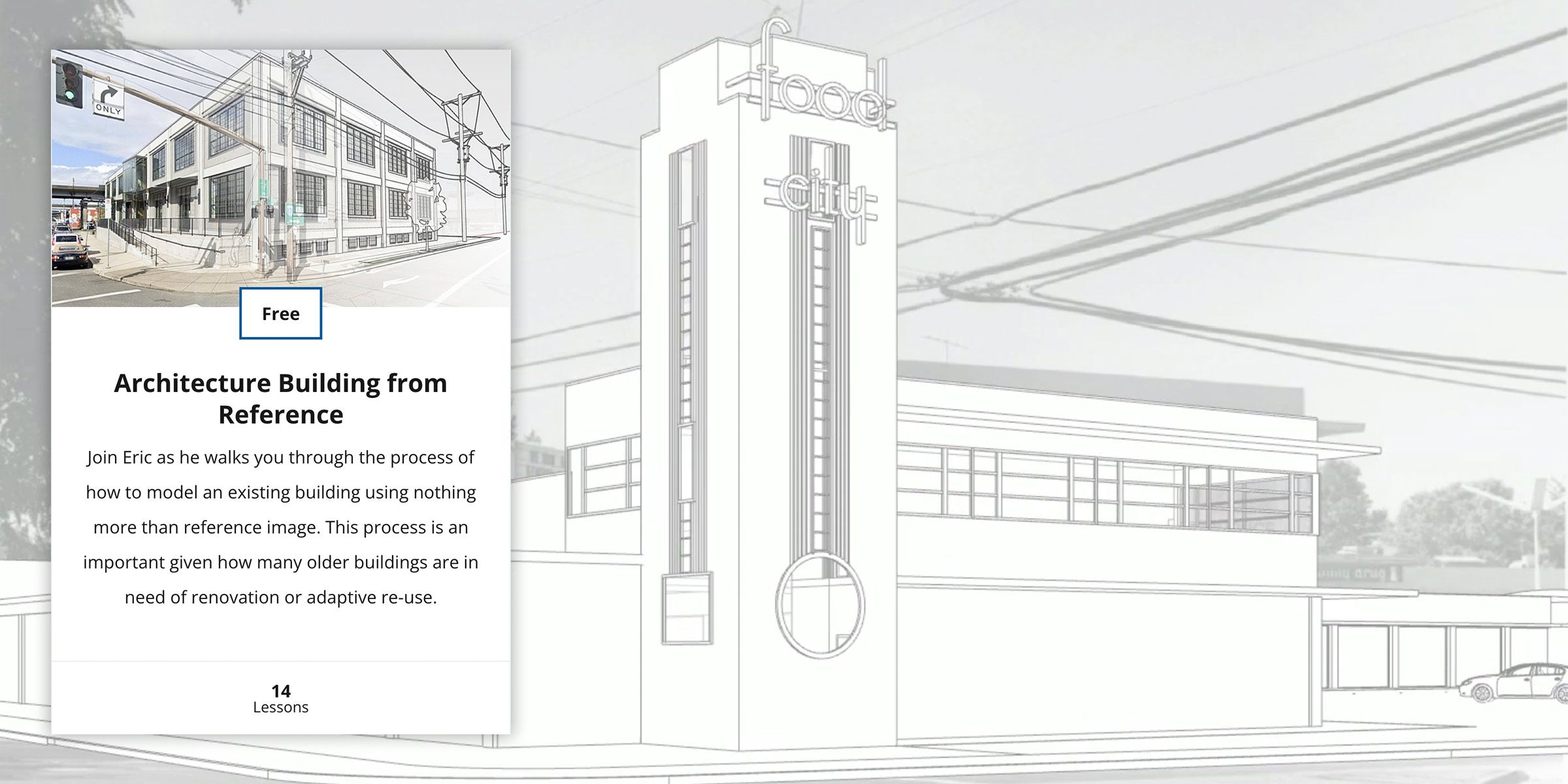 Cover photo for new SketchUp Campus course: Architecture Building from Reference