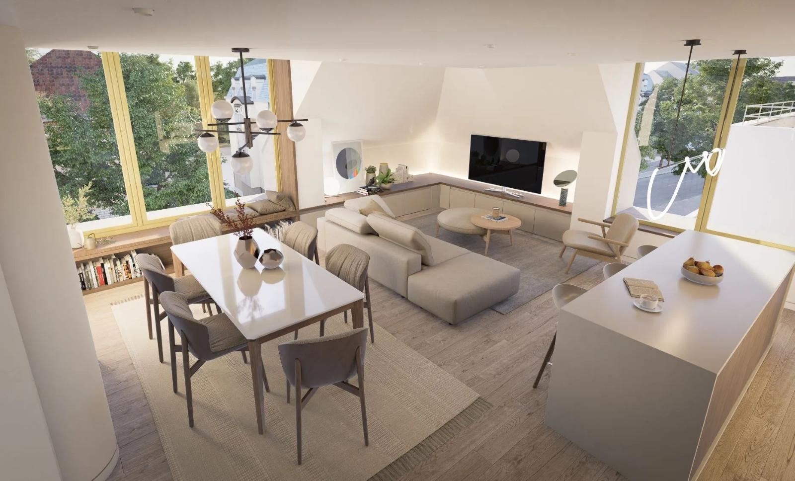 Rendering of an apartment interior.
