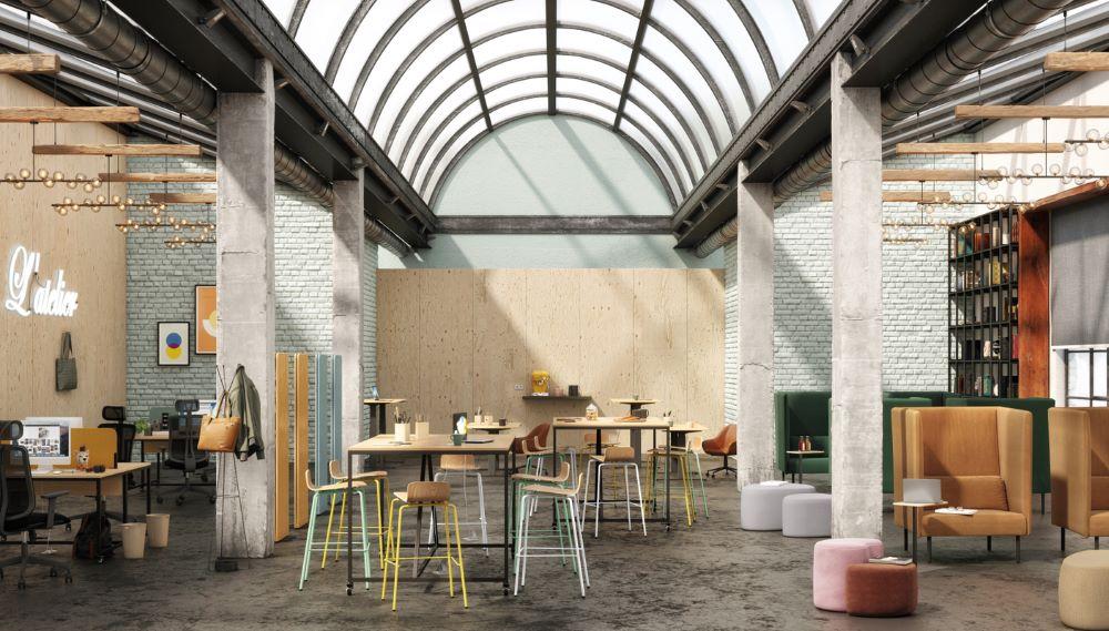 Rendering of cafe with table and chairs