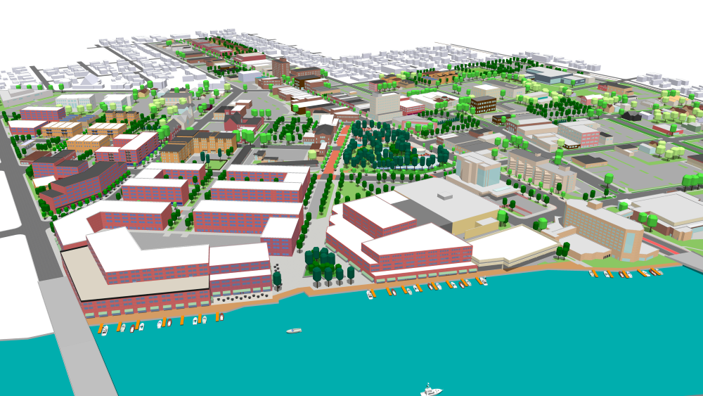 SketchUp scene of the City of Oshkosh.