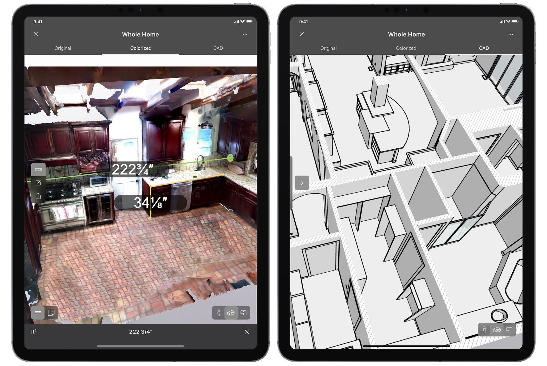 First image of kitchen and the second image is the 3D model of the kitchen