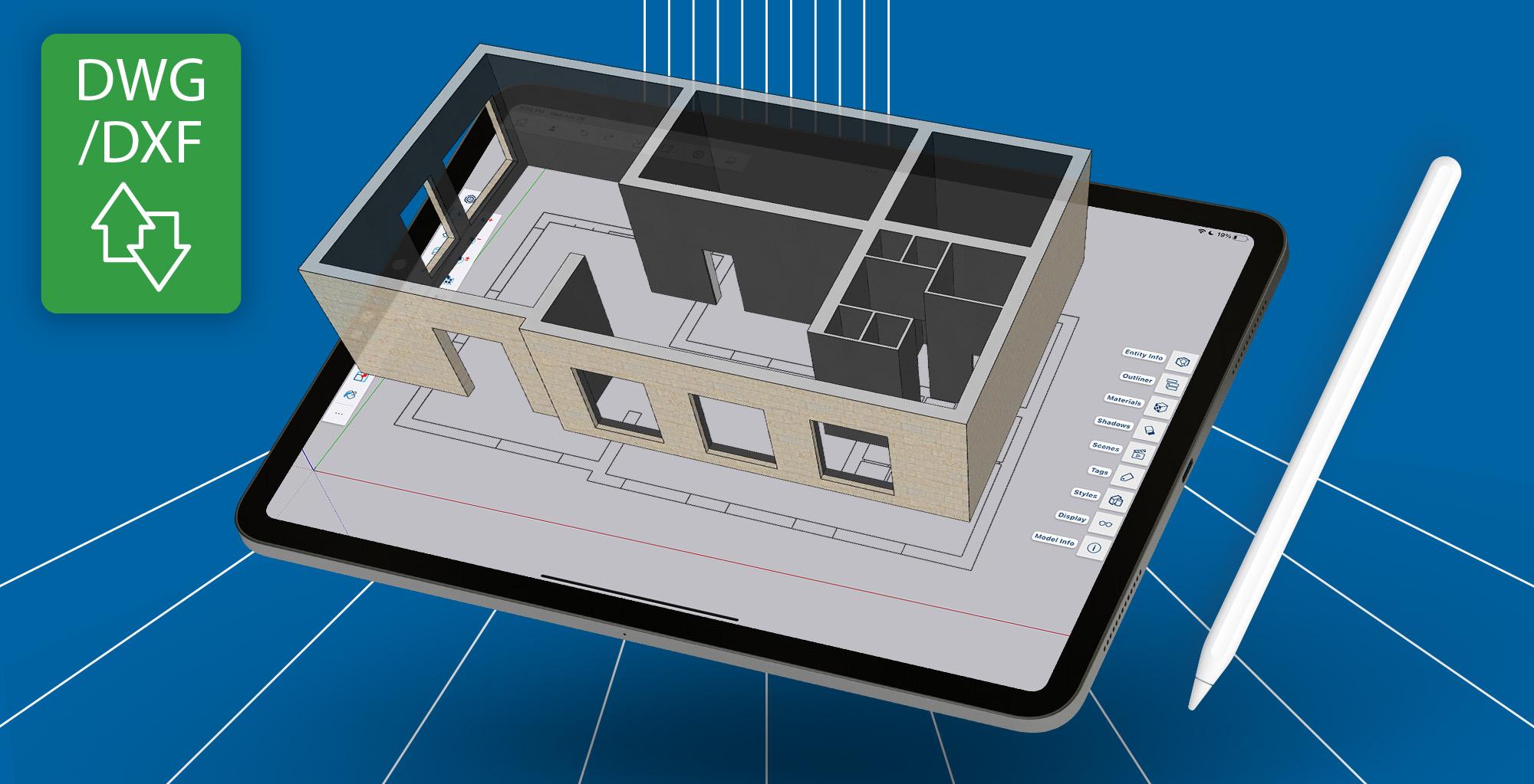 image showing DWG & DXF import/export capability in Go subscription
