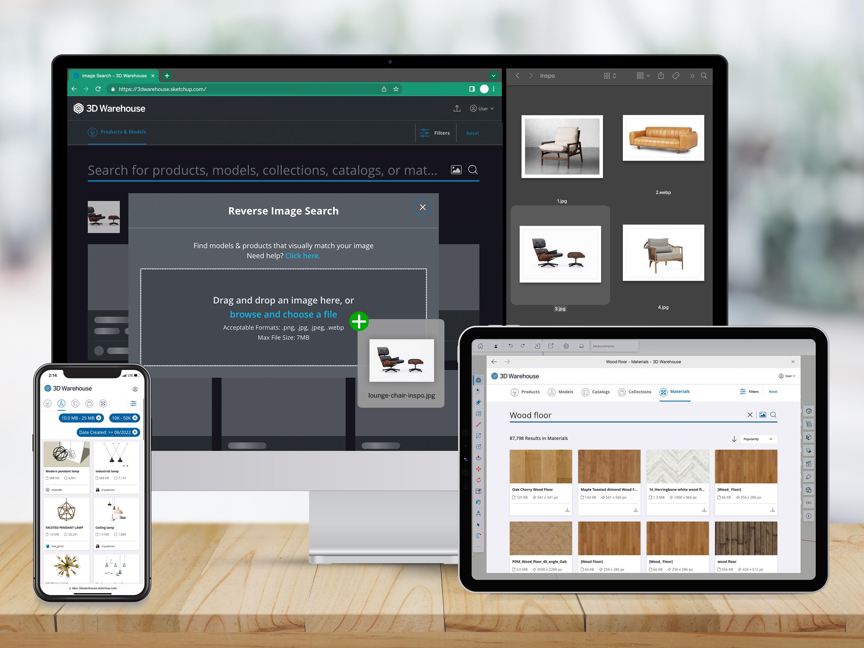 3D Warehouse updates including Image and Material Search