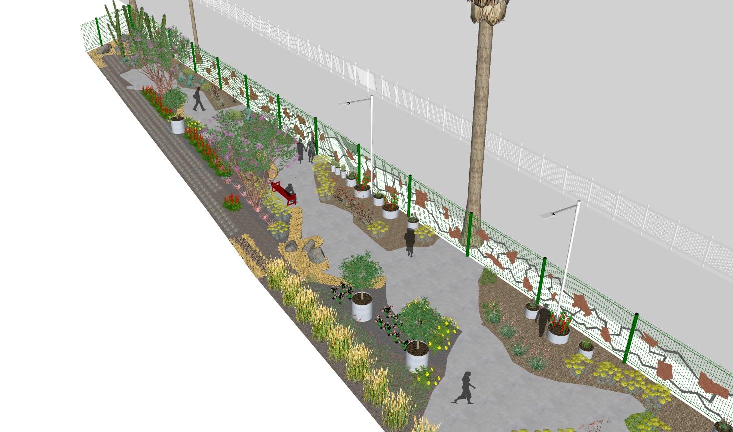 Greening LA walkway in SketchUp.