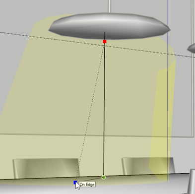 4th click: Click and move the light to the desired place on the surface.
