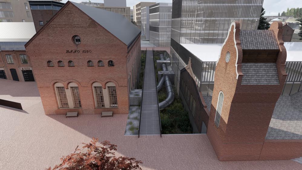 Real life photos of existing facades are textured in SketchUp and further enhanced with normal maps in Lumion.