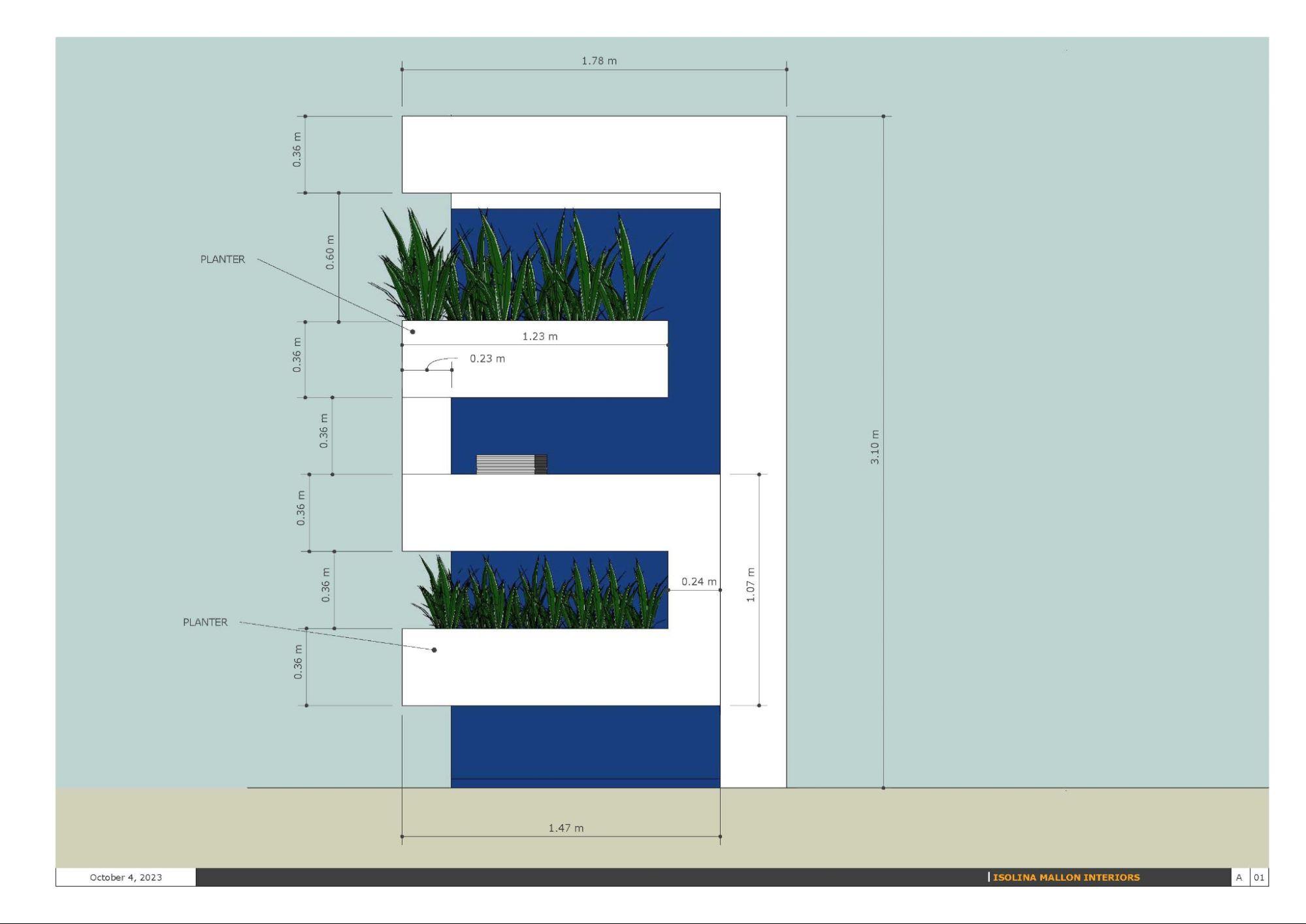 2D documentation of planter wall. Image courtesy of Isolina Mallon.