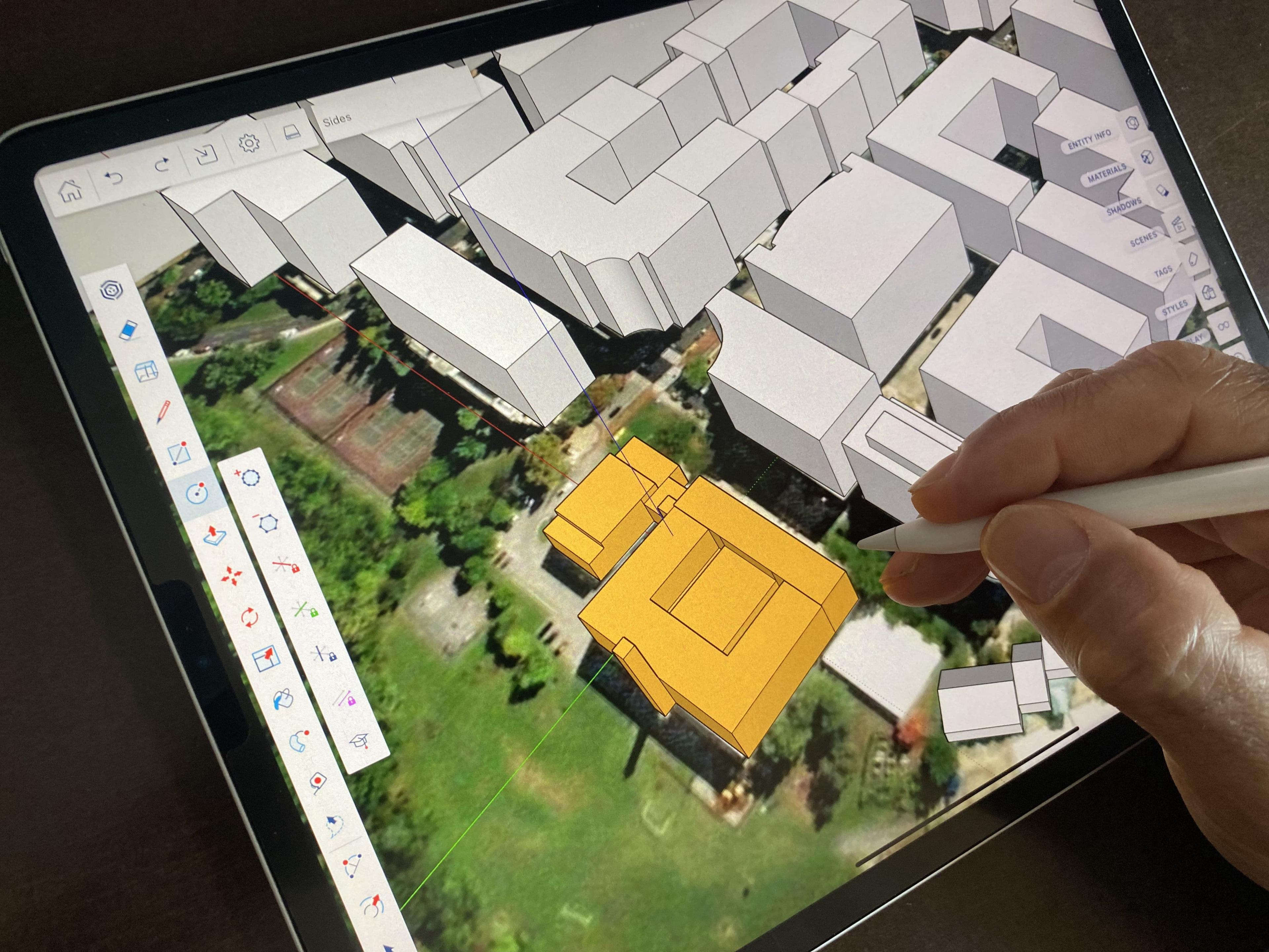 Massing model built and geolocated in SketchUp. Image courtesy of Perkins Eastman.