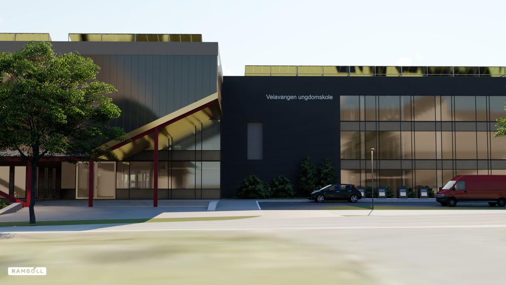 SketchUp + Lumion rendering of Veiavangen Middle School, Mjøndalen, Norway