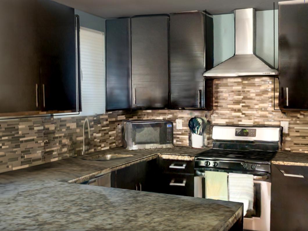 The result from using Scan-to-Design, which is a mesh scan of the kitchen interior.