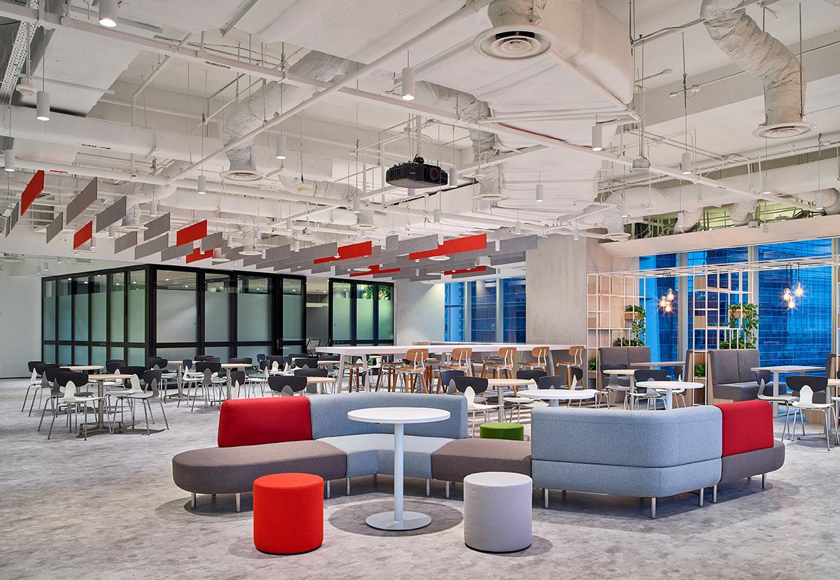 Rendering of an open plan office space