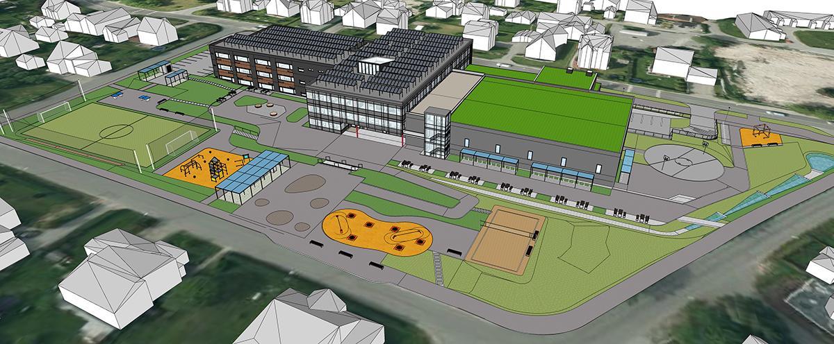 SketchUp model of Veiavangen Middle School, Mjøndalen, Norway