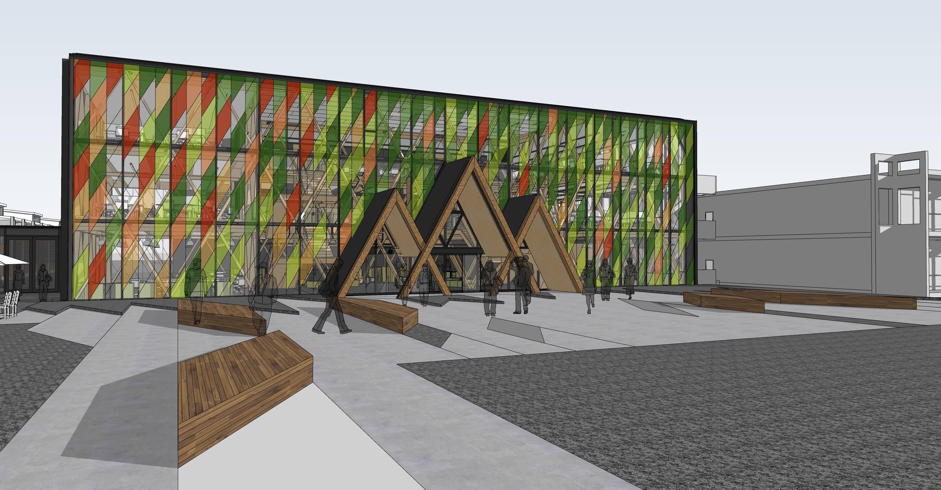 Rendering from SketchUp of the Scion building used in design presentations