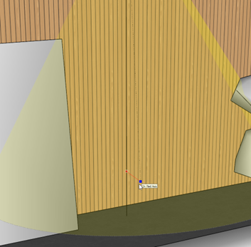 4th click: This will determine the position of where on this surface the light will be hitting. Click and move the light to t