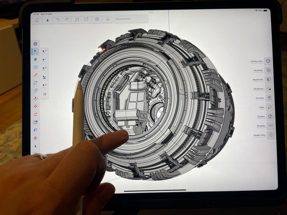 Viewing sci-fi components on iPad.
